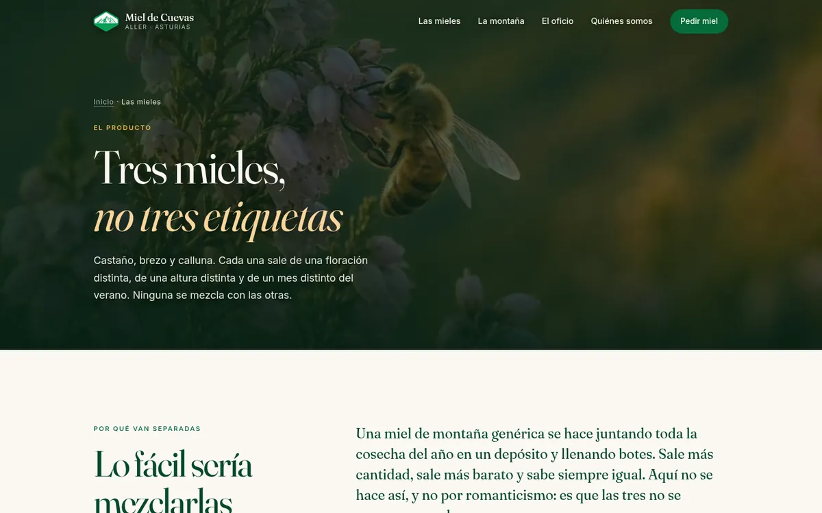 Página de las tres mieles en mieldecuevas.com